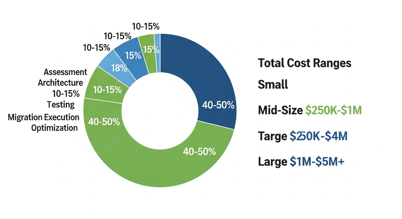 Cloud Migration Cost Breakdown - Budget allocation and cost ranges by enterprise size