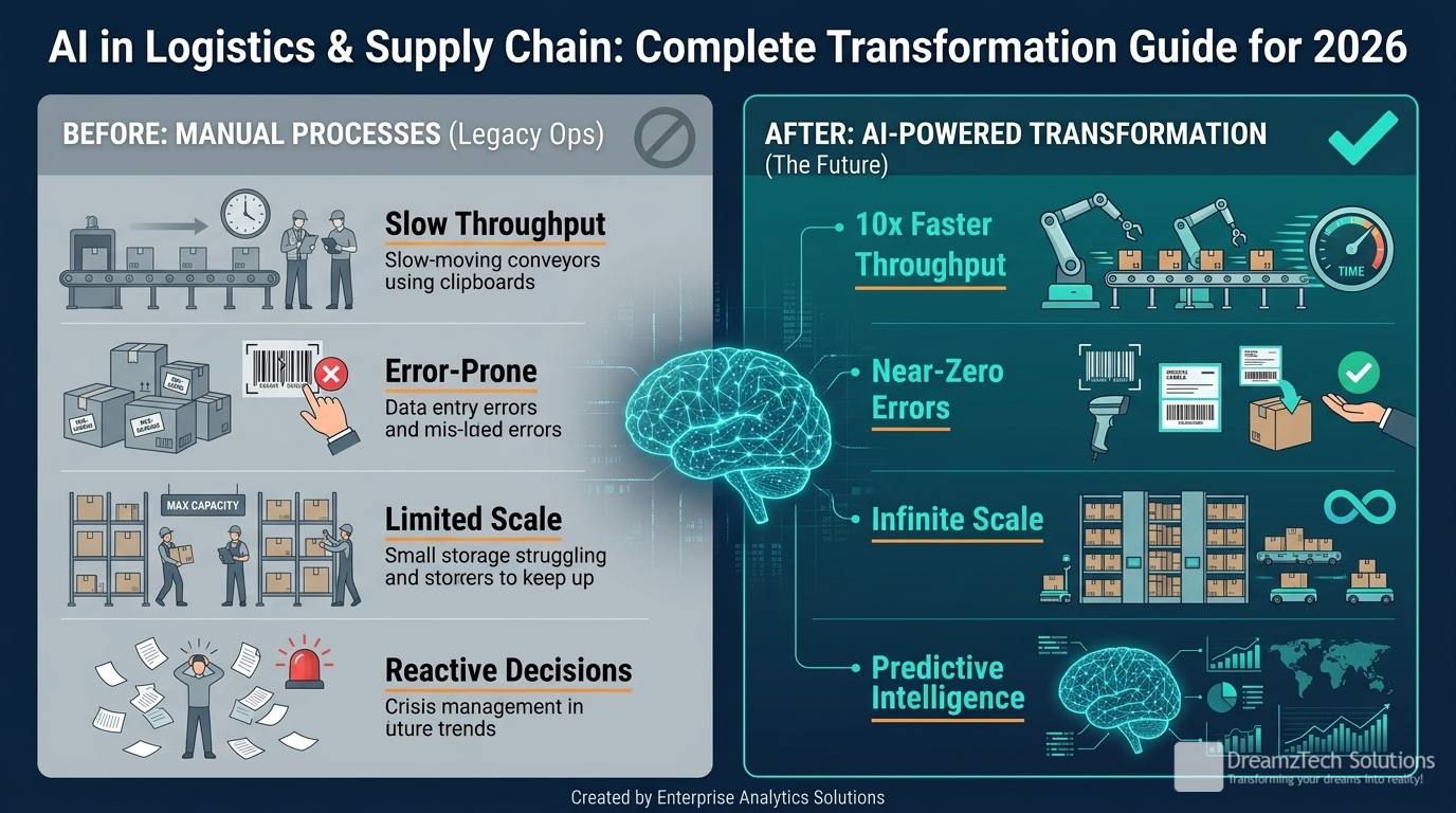 Before and after comparison for AI in Logistics & Supply Chain: Complete Transformation Guide for 2026