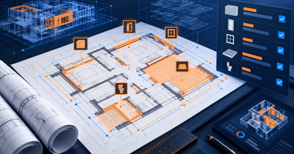 AI takeoff software extracting reviewable quantities from PDF construction plans