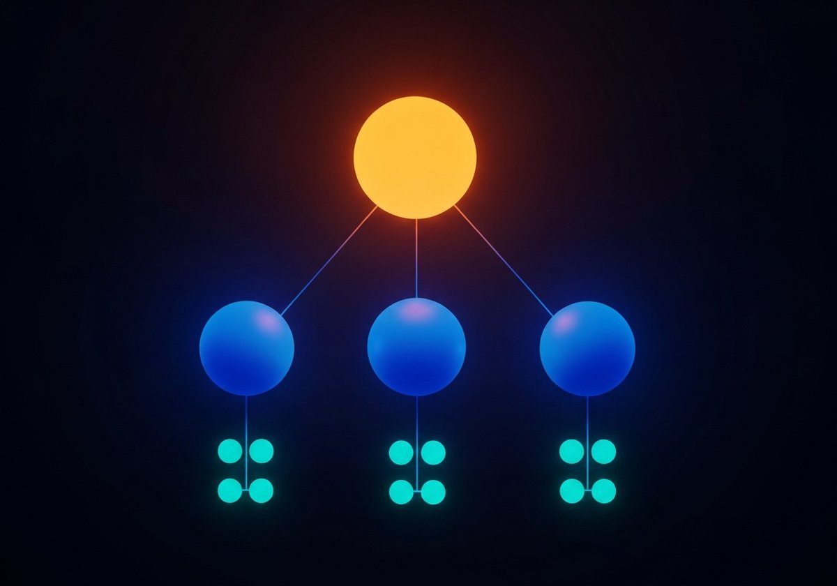 Multi-agent AI hierarchical architecture diagram — supervisor and worker agents