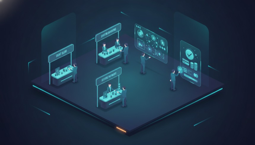 Event vendor booth marketplace with booth booking and Stripe payments