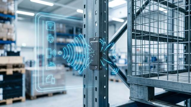 RFID signal scattering off metal racking in a warehouse